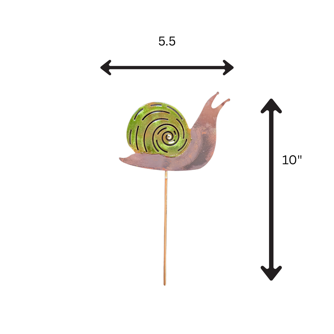 Hand Made Copper Snail Garden Stake (10"Lx5.5"W)