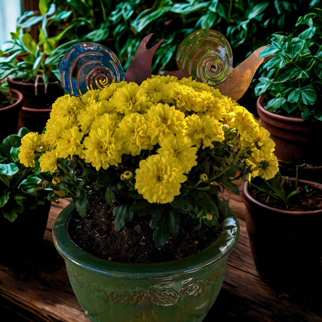 Hand Made Copper Snail Garden Stake (10"Lx5.5"W)