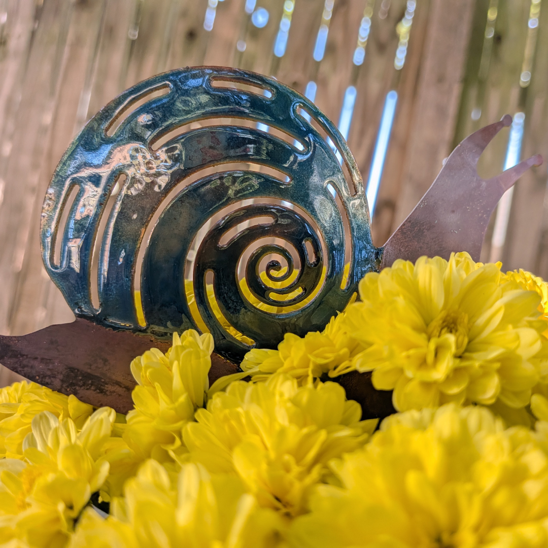 Hand Made Copper Snail Garden Stake (10"Lx5.5"W)
