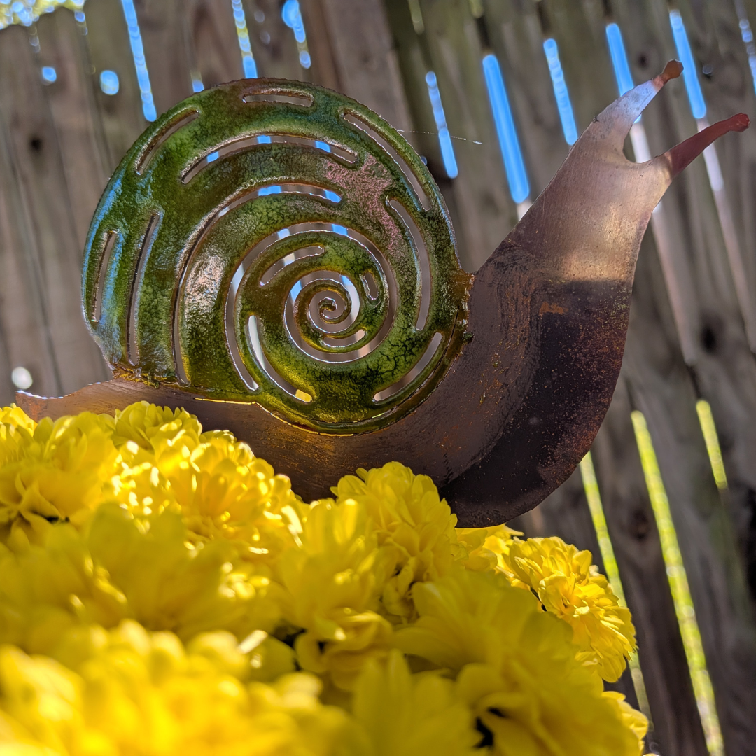 Hand Made Copper Snail Garden Stake (10"Lx5.5"W)