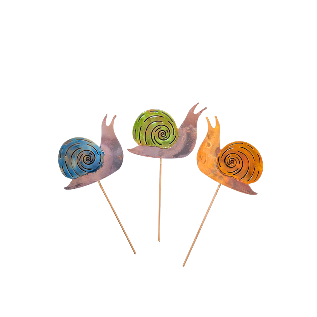 Hand Made Copper Snail Garden Stake (10"Lx5.5"W)