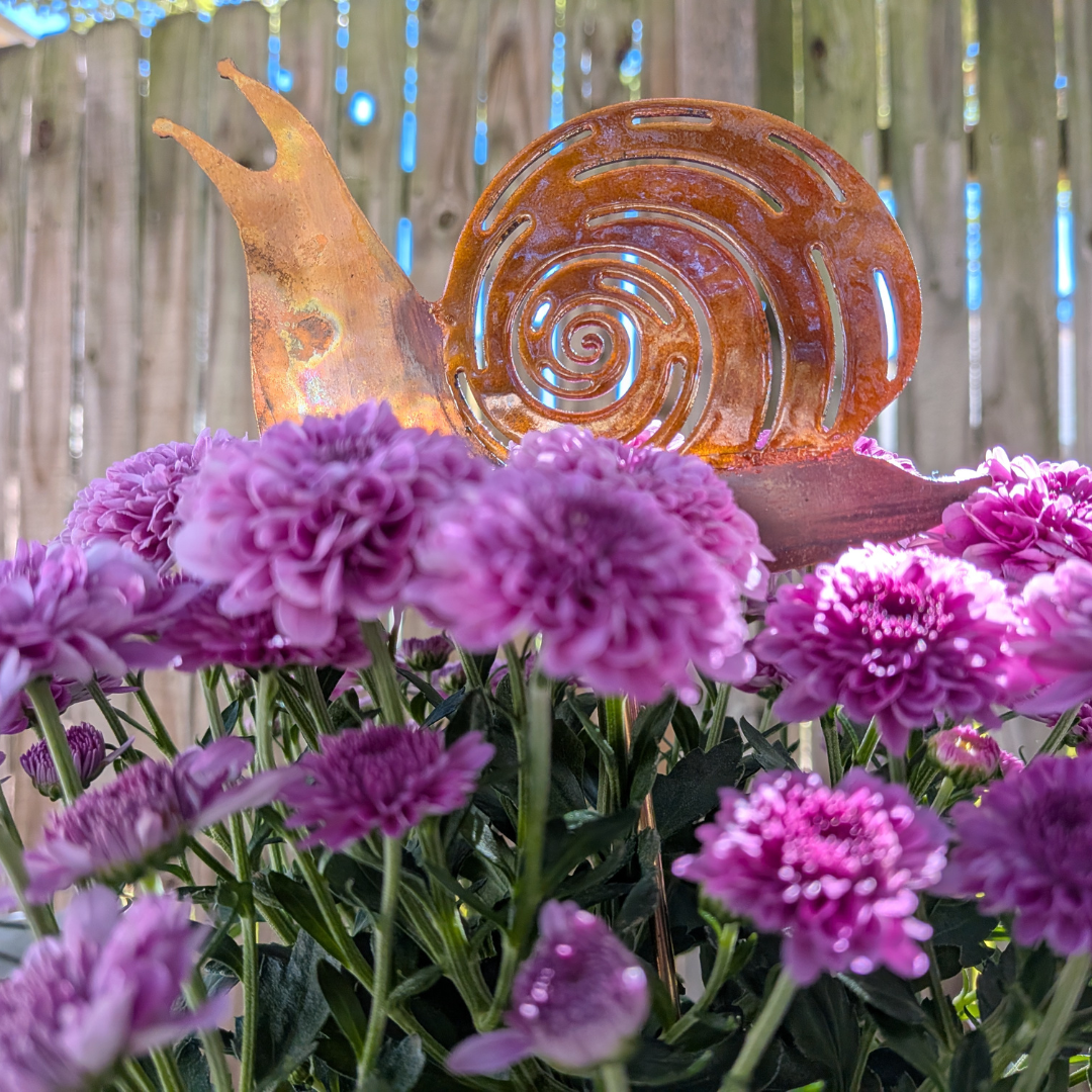 Hand Made Copper Snail Garden Stake (10"Lx5.5"W)